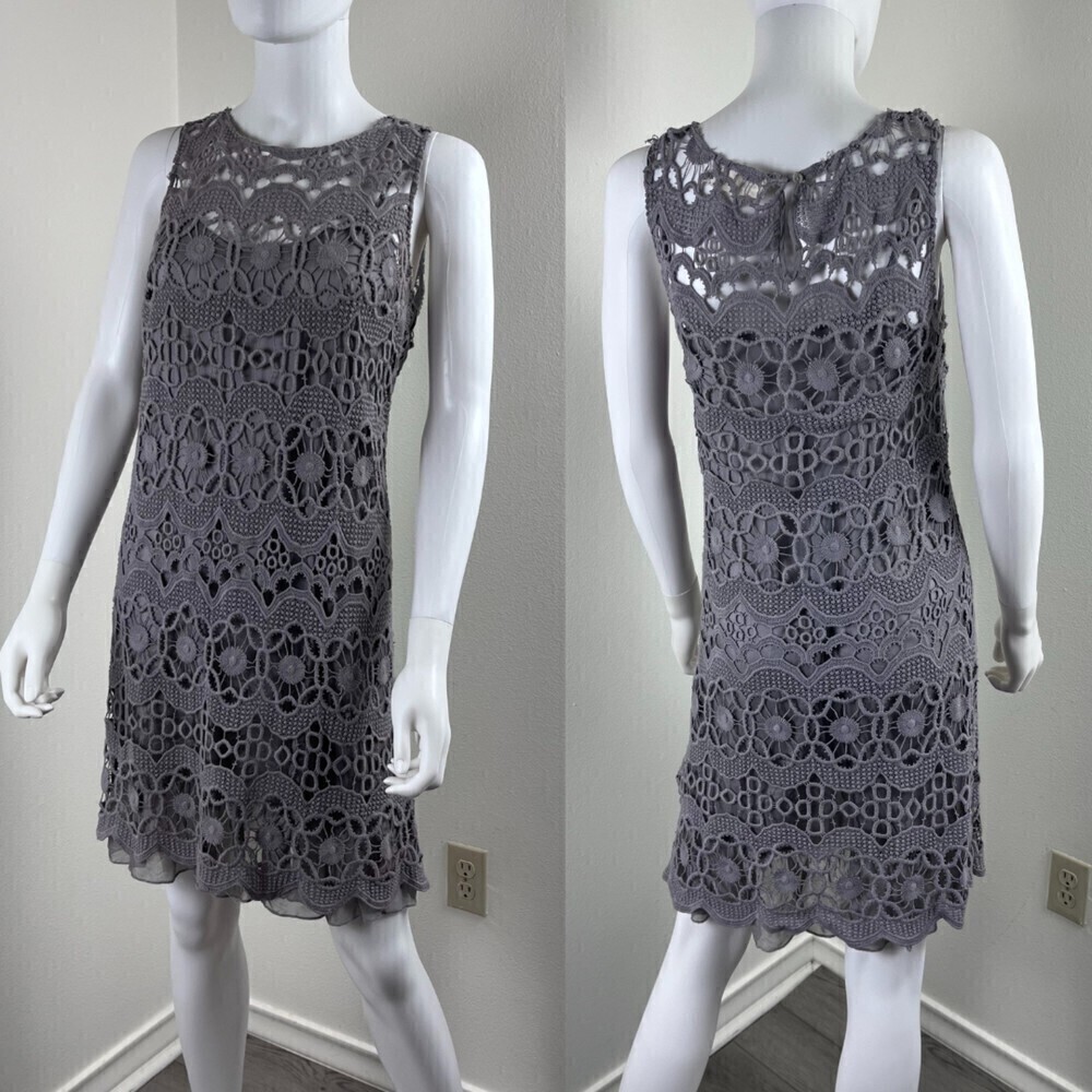 4 Love And Liberty Size S Silk Cotton Floral Crochet Pullover Shift Mini Dress